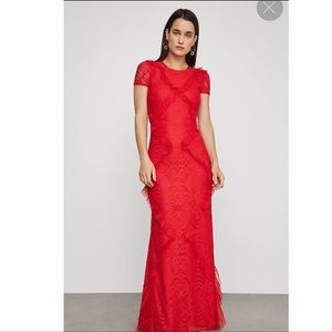 NWT Red Abstract Floral Lace Gown BCBGMaxAzria